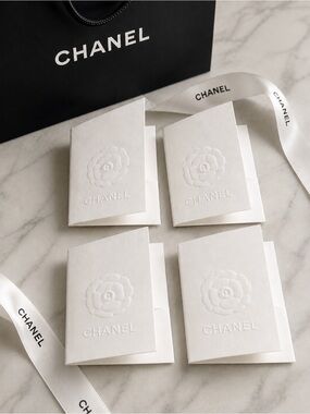 CHANEL Boutique Receipt Holder Envelope Set of 4 White Camellia Authentic